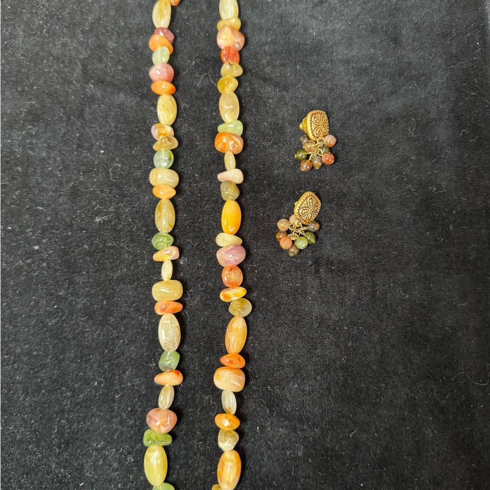Elegant Multicolor Beaded Necklace and Earring Set